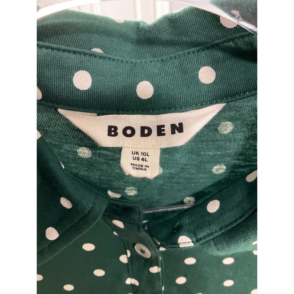 BODEN Dress Laura Jersey Knit Midi Dk Green Polka Dot sz 6 Long Tall Modern Prep - Picture 9 of 14